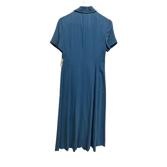 Talbots 100% Silk Shirt Dress Blue Button Front Size 4 NWT - Picture 8 of 10